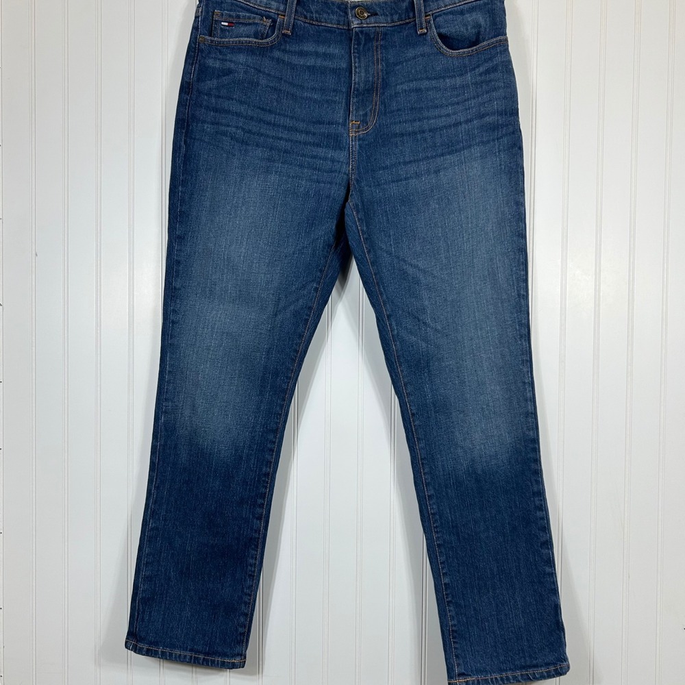 Tommy Hilfiger Mens Straight Leg Jeans 36x29 Medium Wash Blue Denim Stretch